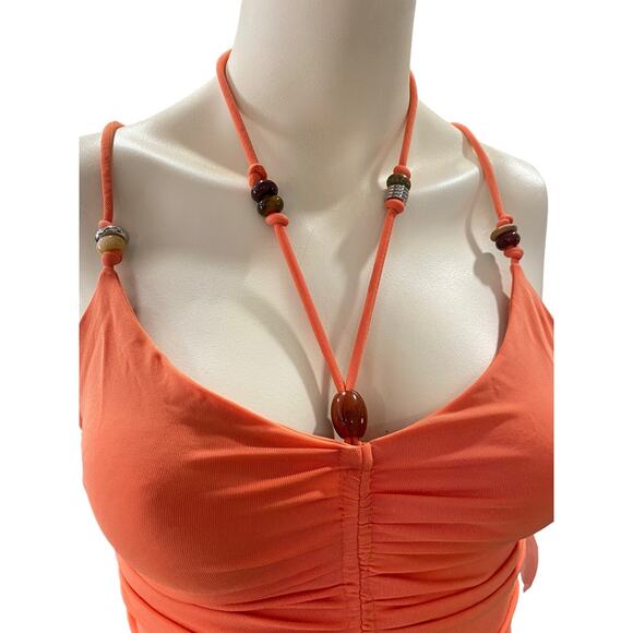 A.L.C. Allegra Ruched Beaded Midi Dress XS Sangria Orange - Picture 6 of 11